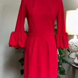 Betsy & Adam Red Melanie Dress with bell Sleeves ♥️
